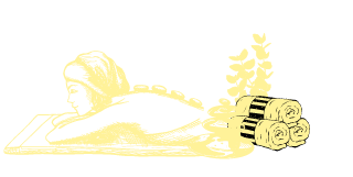 Eine Zeichnung, die eine Massage darstellt. R&uuml;cken&ndash; und Gesichtsmassage